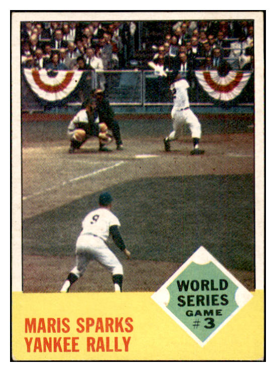 1963 Topps Baseball #144 World Series Game 3 Roger Maris EX 534442