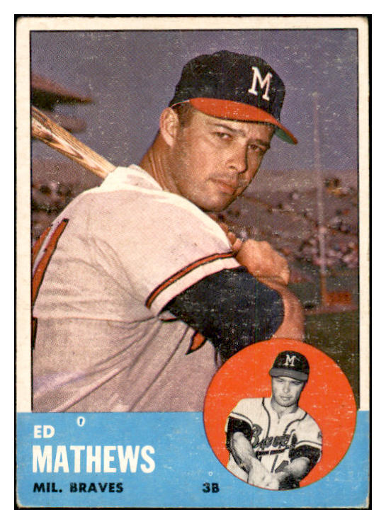 1963 Topps Baseball #275 Eddie Mathews Braves VG 534453