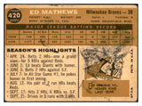 1960 Topps Baseball #420 Eddie Mathews A.S. Braves VG 534487