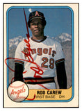 1981 Fleer #268 Rod Carew Angels Signed Autographed 534504
