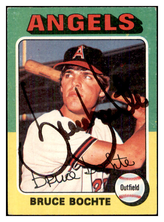 1975 Topps #392 Bruce Bochte Angels Signed Autographed 534507