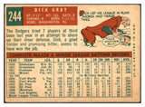 1959 Topps #244 Dick Gray Dodgers Signed Autographed 534515