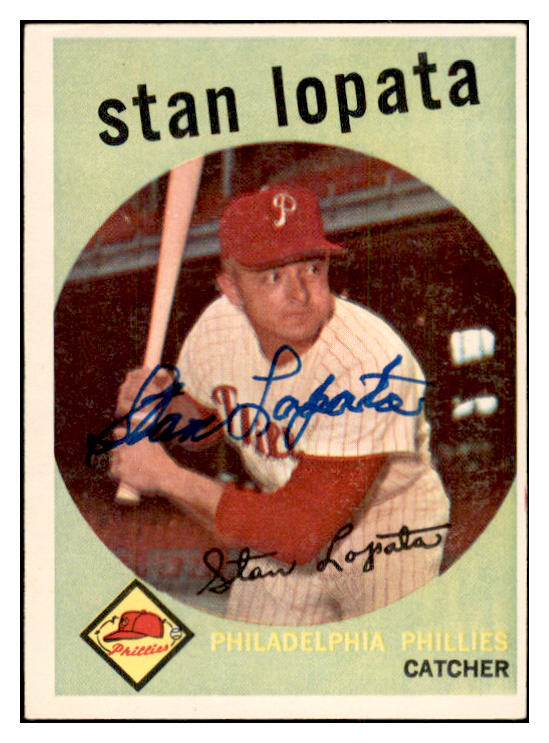 1959 Topps #412 Stan Lopata Phillies Signed Autographed 534564
