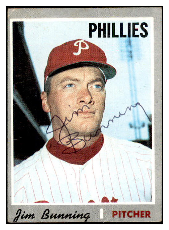 1970 Topps #403 Jim Bunning Phillies Signed Autographed 534577