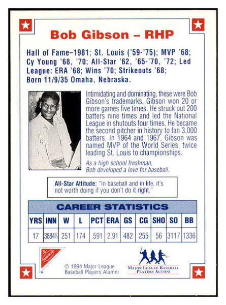 1994 Nabisco Bob Gibson Cardinals Signed Autographed 534617