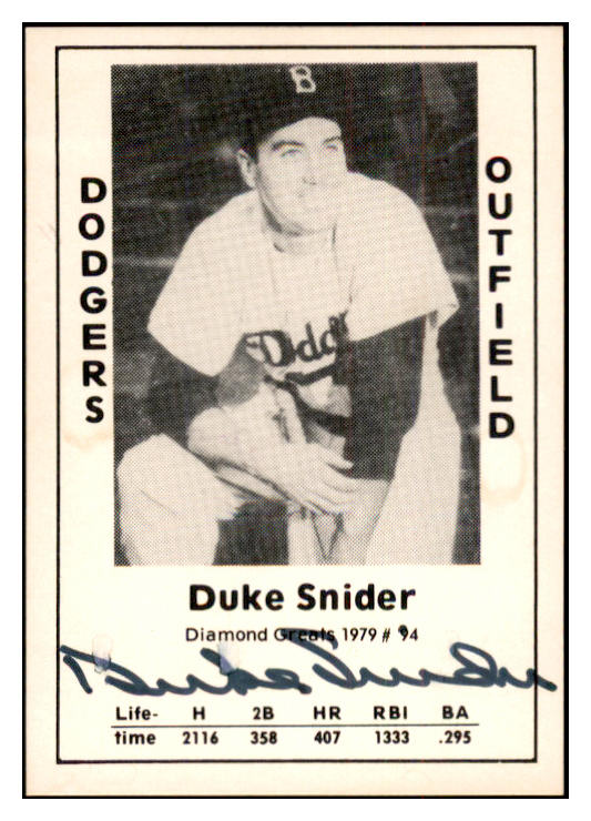 1979 Diamond Greats #094 Duke Snider Dodgers Signed Autographed 534634