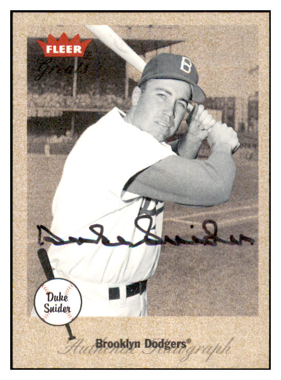 2001 Fleer Greats Duke Snider Dodgers Signed Autographed 534635