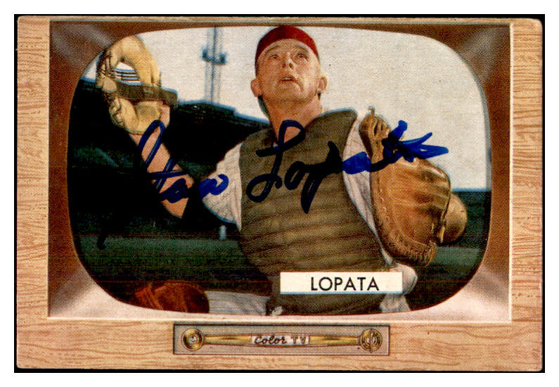 1955 Bowman #018 Stan Lopata Phillies Signed Autographed 534642