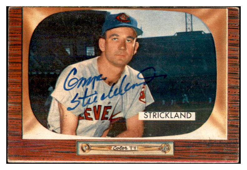 1955 Bowman #192 George Strickland Indians Signed Autographed 534644