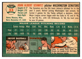 1954 Topps Baseball #033 Johnny Schmitz Senators EX-MT 534680