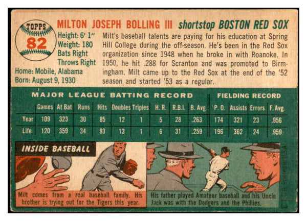 1954 Topps Baseball #082 Milt Bolling Red Sox EX 534719