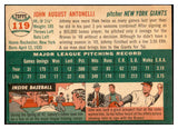 1954 Topps Baseball #119 Johnny Antonelli Giants EX-MT 534747
