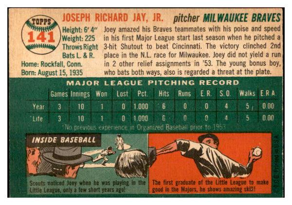 1954 Topps Baseball #141 Joe Jay Braves EX-MT 534763