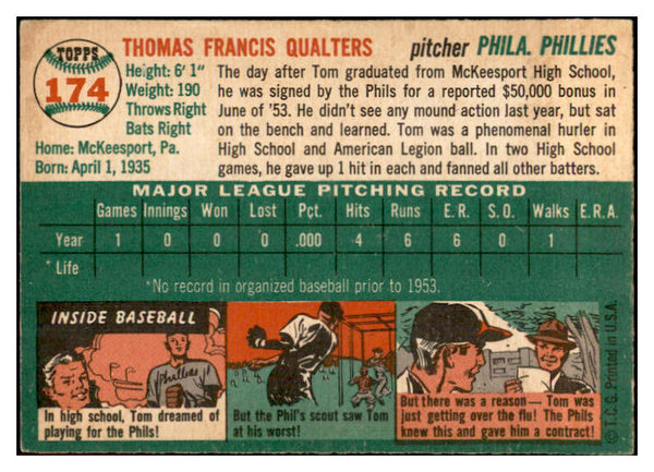 1954 Topps Baseball #174 Tom Qualters Phillies EX-MT 534787