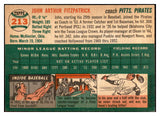 1954 Topps Baseball #213 John Fitzpatrick Pirates EX-MT 534800