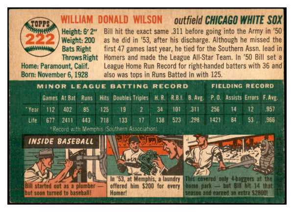 1954 Topps Baseball #222 Bill Wilson White Sox EX-MT 534804