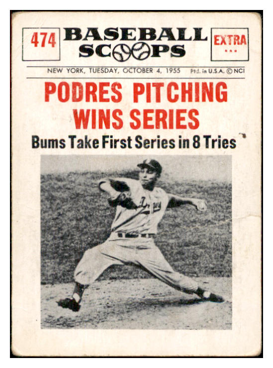 1961 Nu Card Scoops #474 Johnny Podres Dodgers GD-VG 534836