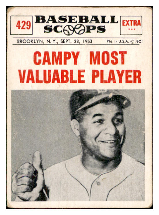1961 Nu Card Scoops #429 Roy Campanella Dodgers GD-VG 534838