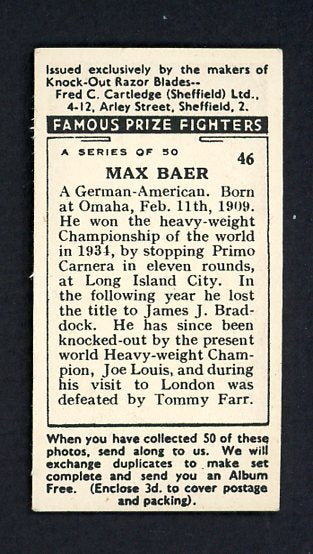 1938 Cartledge #046 Max Baer Boxer EX+/EX-MT 534842