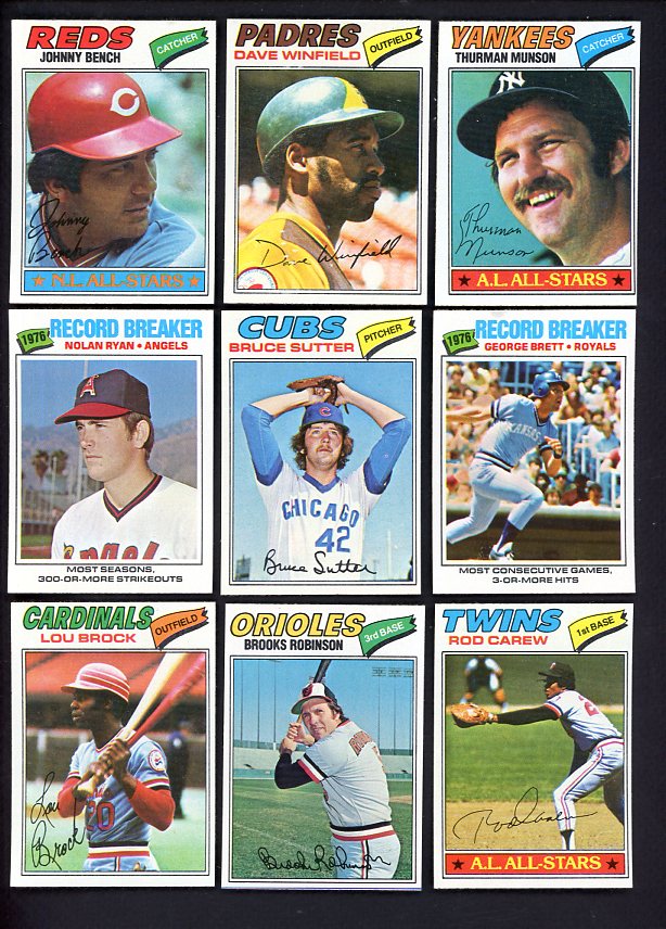 1977 Topps Baseball Near Set (-6) NR-MT Bench Winfield Sutter 534861
