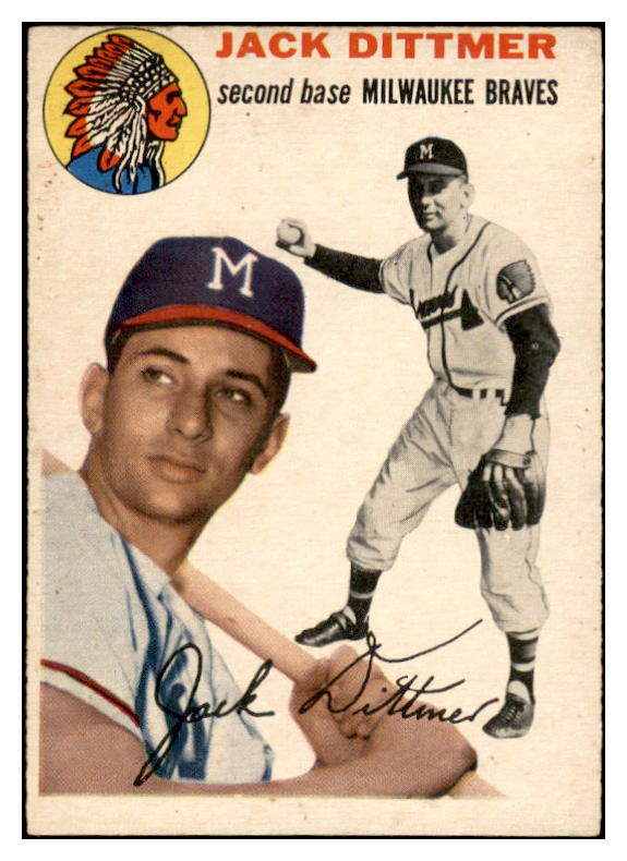 1954 Topps Baseball #053 Jack Dittmer Braves EX-MT 534985