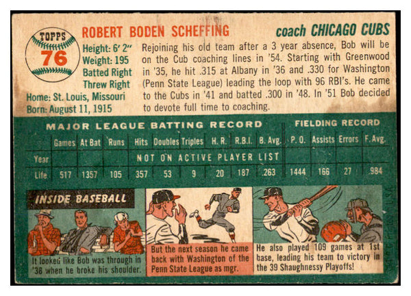 1954 Topps Baseball #076 Bob Scheffing Cubs EX-MT 534996