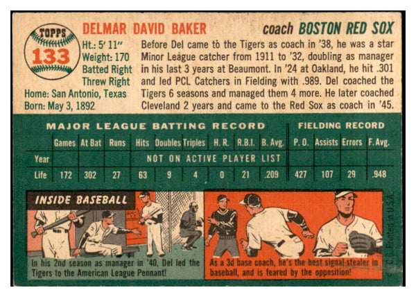 1954 Topps Baseball #133 Del Baker Red Sox EX-MT 535007
