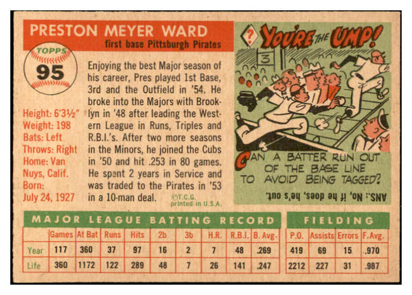 1955 Topps Baseball #095 Preston Ward Pirates EX-MT 535065