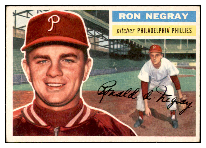 1956 Topps Baseball #007 Ron Negray Phillies EX-MT Gray 535073