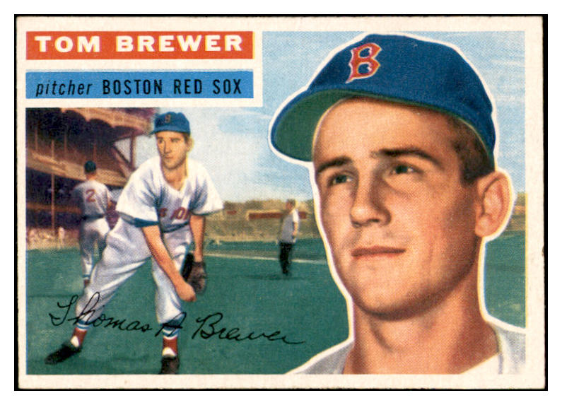 1956 Topps Baseball #034 Tom Brewer Red Sox EX-MT White 535083