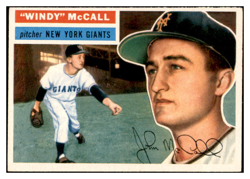 1956 Topps Baseball #044 Windy McCall Giants EX-MT White 535089
