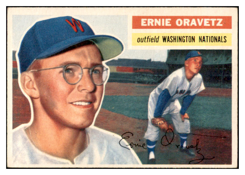 1956 Topps Baseball #051 Ernie Oravetz Senators EX-MT Gray 535095