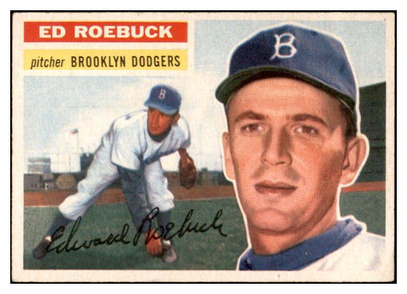1956 Topps Baseball #058 Ed Roebuck Dodgers EX-MT White 535101