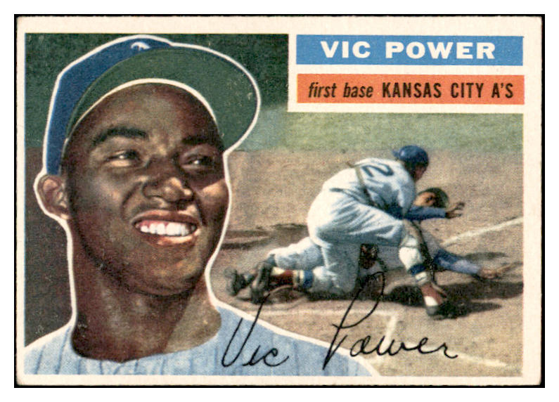 1956 Topps Baseball #067 Vic Power A's EX-MT White 535105