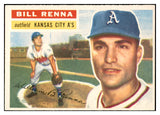 1956 Topps Baseball #082 Bill Renna A's EX-MT White 535116