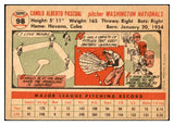 1956 Topps Baseball #098 Camilo Pascual Senators EX-MT White 535129