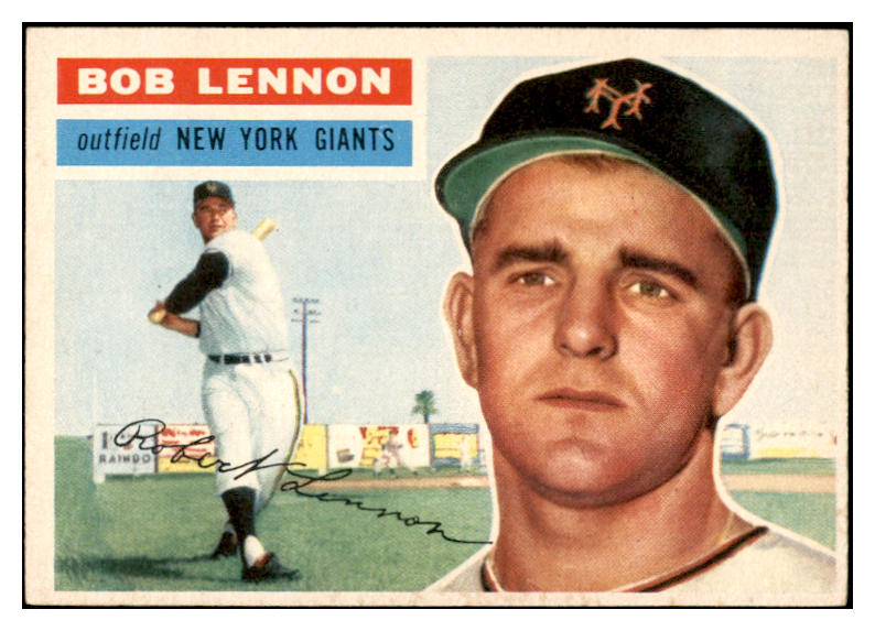 1956 Topps Baseball #104 Bob Lennon Giants EX-MT Gray 535132