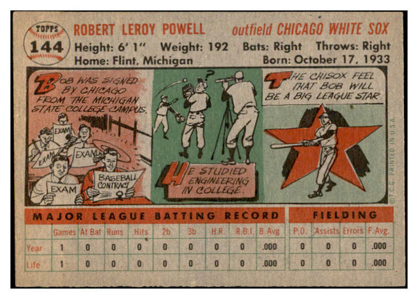1956 Topps Baseball #144 Leroy Powell White Sox EX-MT Gray 535168