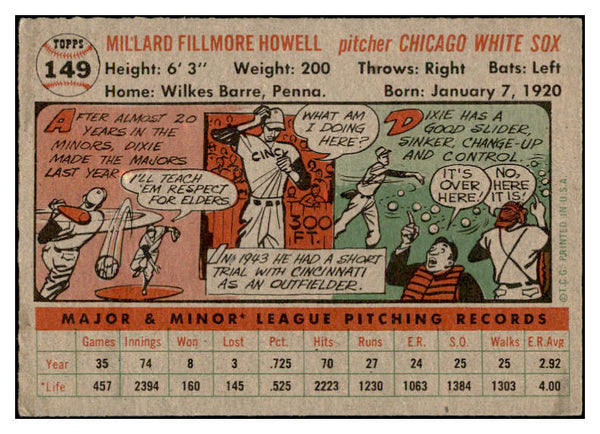 1956 Topps Baseball #149 Dixie Howell White Sox EX-MT Gray 535172