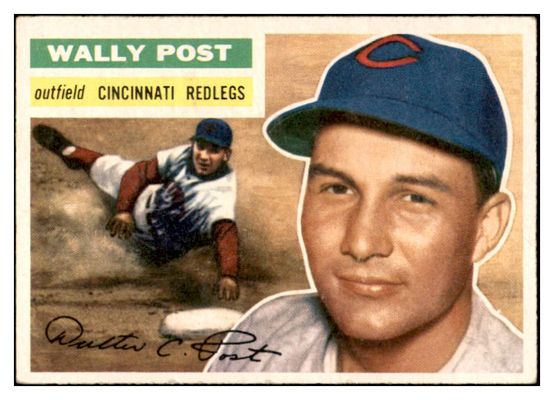 1956 Topps Baseball #158 Wally Post Reds EX-MT Gray 535179