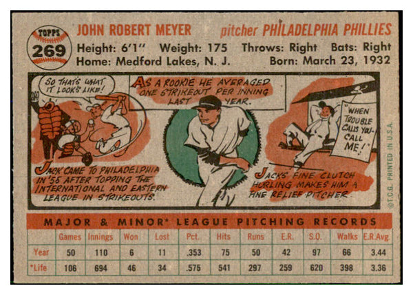 1956 Topps Baseball #269 Jack Meyer Phillies EX-MT 535299