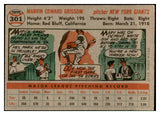 1956 Topps Baseball #301 Marv Grissom Giants EX-MT 535341