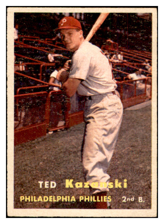 1957 Topps Baseball #027 Ted Kazanski Phillies EX-MT 535401
