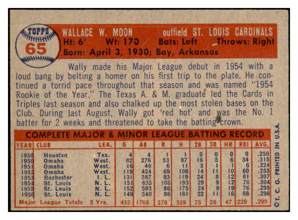 1957 Topps Baseball #065 Wally Moon Cardinals EX-MT 535417
