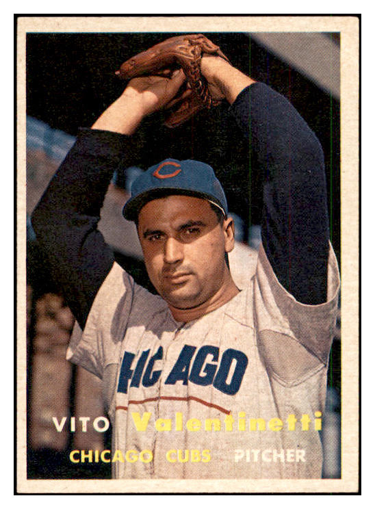 1957 Topps Baseball #074 Vito Valentinetti Cubs EX-MT 535422