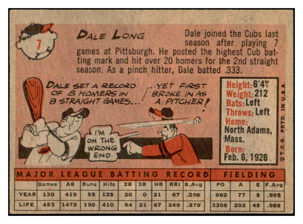 1958 Topps Baseball #007 Dale Long Cubs EX-MT 535540