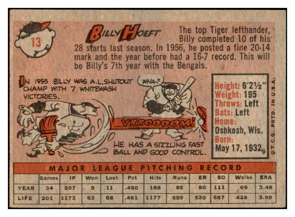 1958 Topps Baseball #013 Billy Hoeft Tigers EX-MT 535544