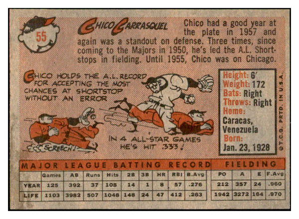 1958 Topps Baseball #055 Chico Carrasquel Indians EX-MT 535586