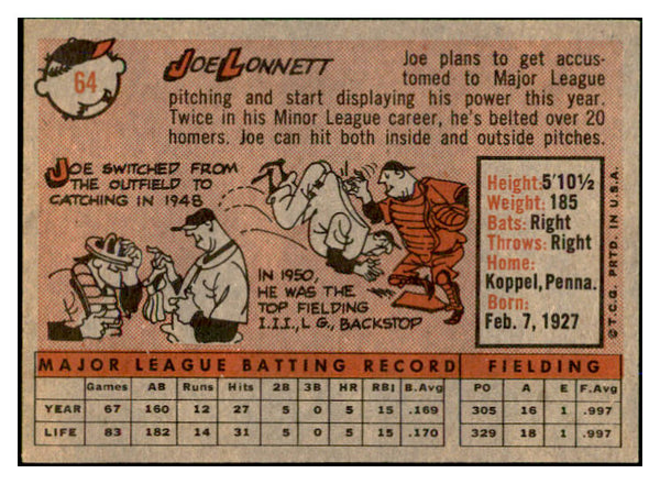 1958 Topps Baseball #064 Joe Lonnett Phillies EX-MT 535601