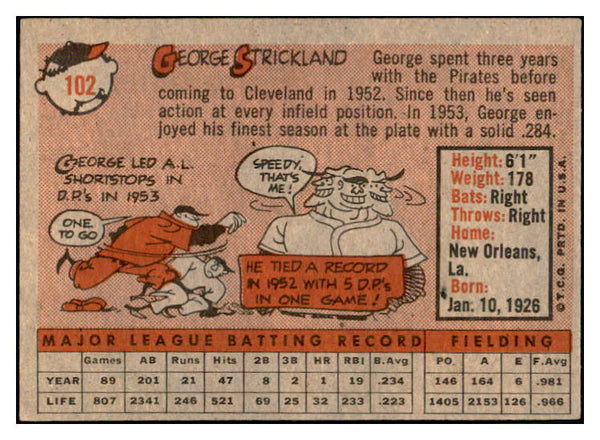 1958 Topps Baseball #102 George Strickland Indians EX-MT 535640